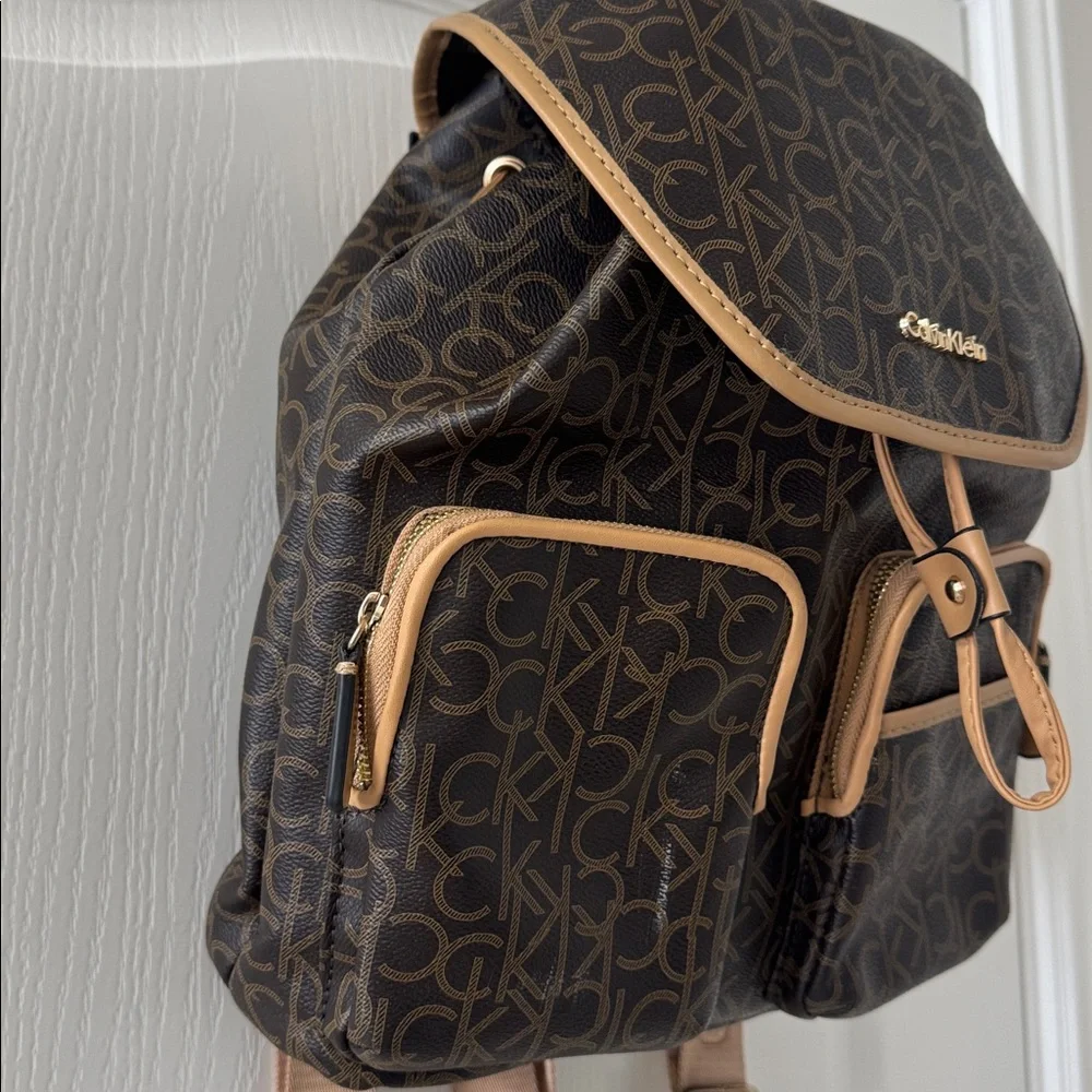 Calvin Klein Hudson Monogram Backpack in brown EUC